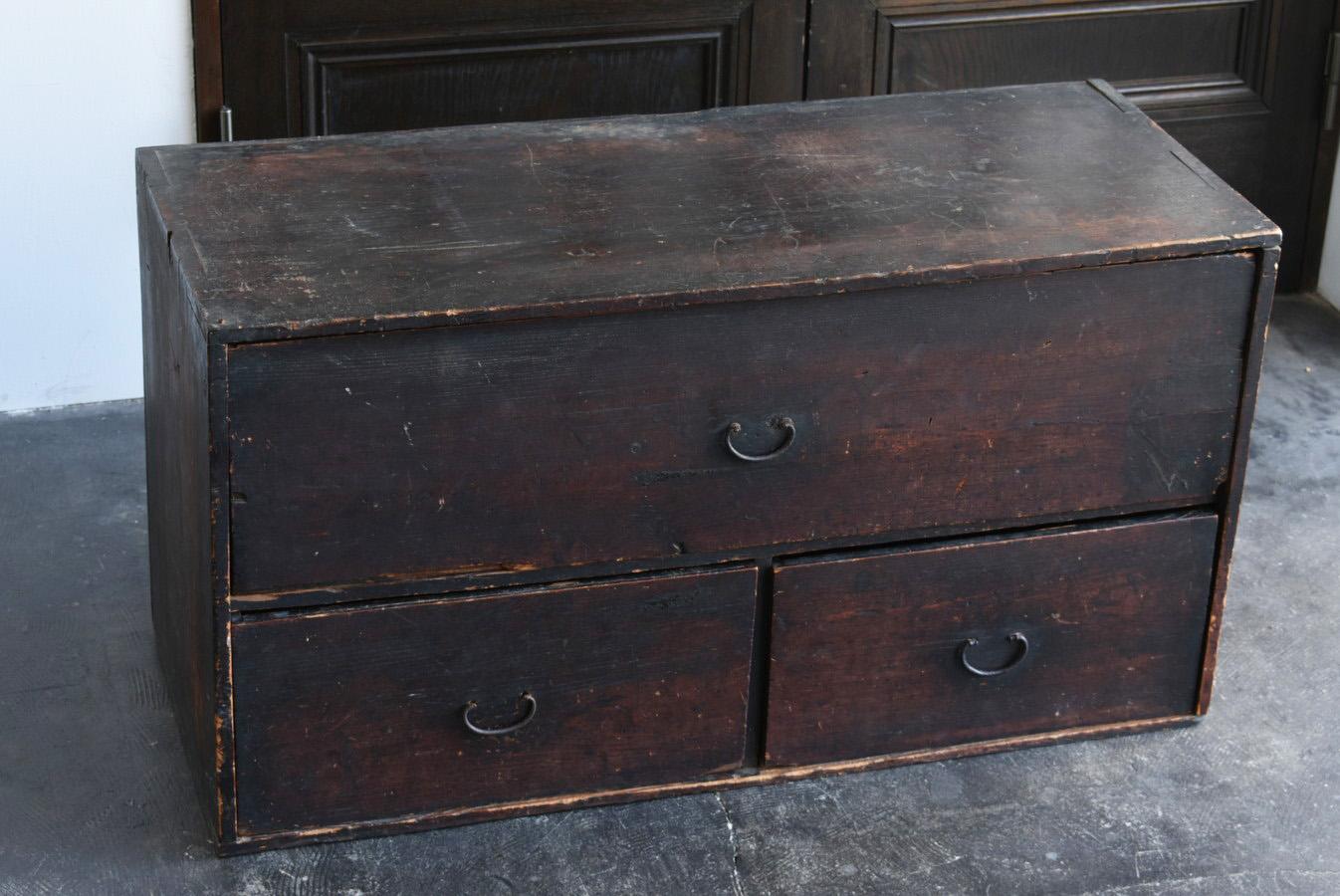 Simple and Cool Japanese Antique Wooden Drawer/1868-1920/Wabi Sabi Drawer Chest 3