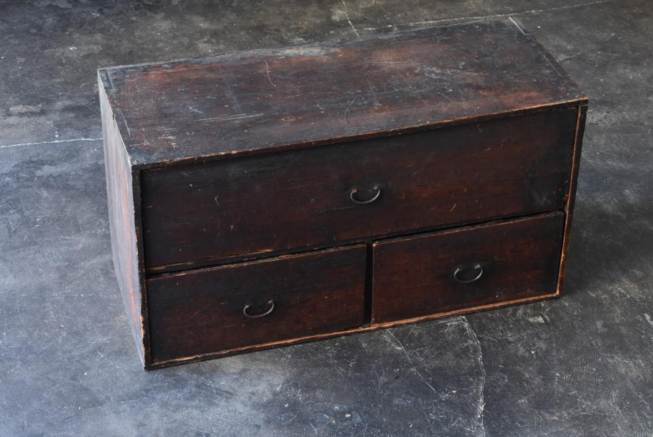 Woodwork Simple and Cool Japanese Antique Wooden Drawer/1868-1920/Wabi Sabi Drawer Chest