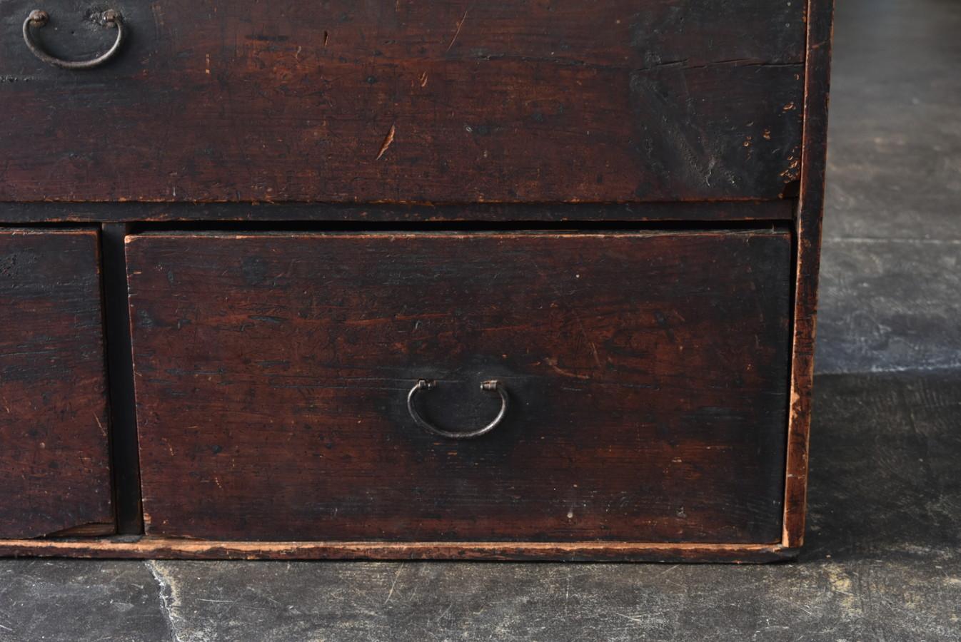 19th Century Simple and Cool Japanese Antique Wooden Drawer/1868-1920/Wabi Sabi Drawer Chest