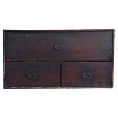 Simple and Cool Japanese Antique Wooden Drawer/1868-1920/Wabi Sabi Drawer Chest
