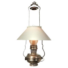 Antique Simple and Early Nickel Plated Oil Lamp
