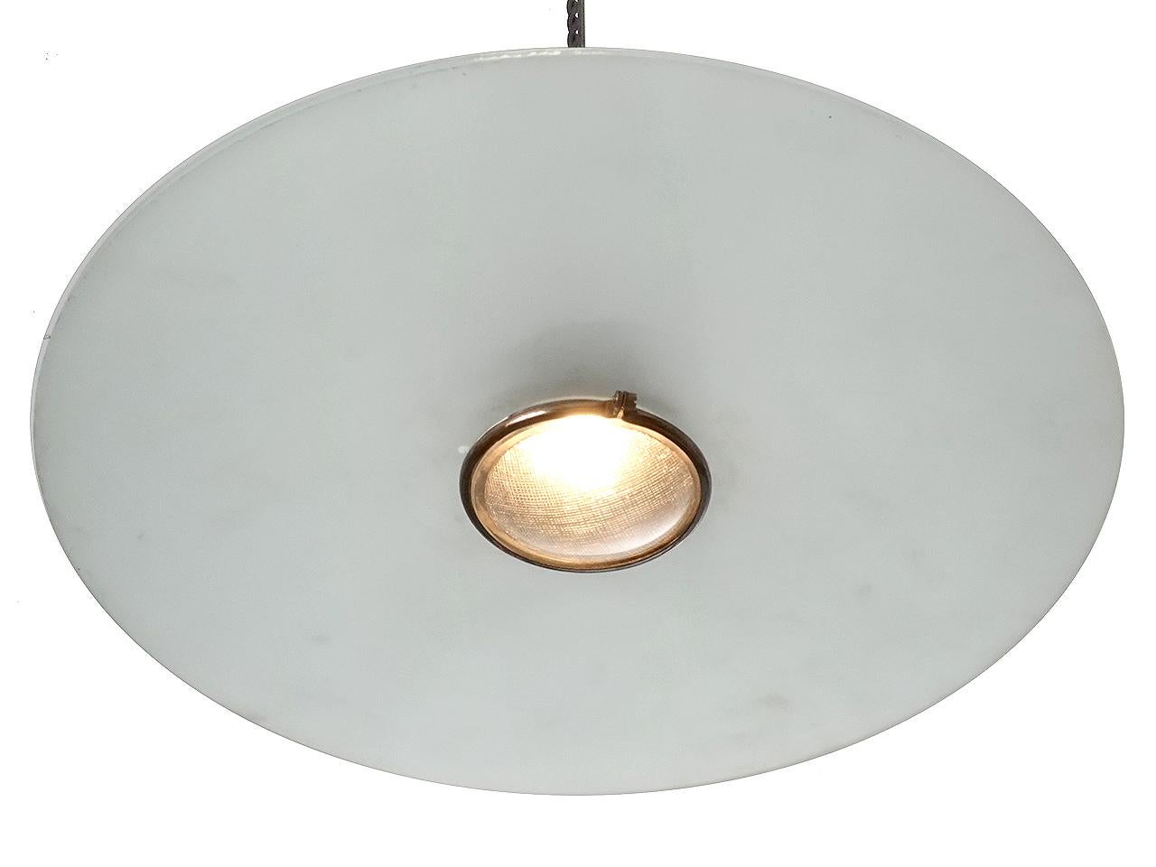 Modern Simple and Elegant Frosted Glass Disc Pendent For Sale