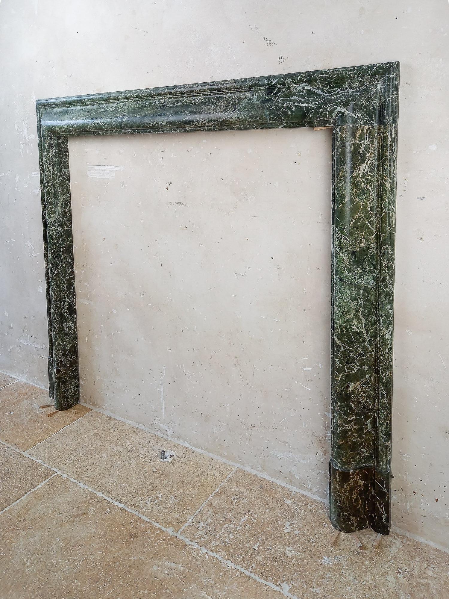 19th Century Simple and Elegant Antique Italian Green Marble Fireplace