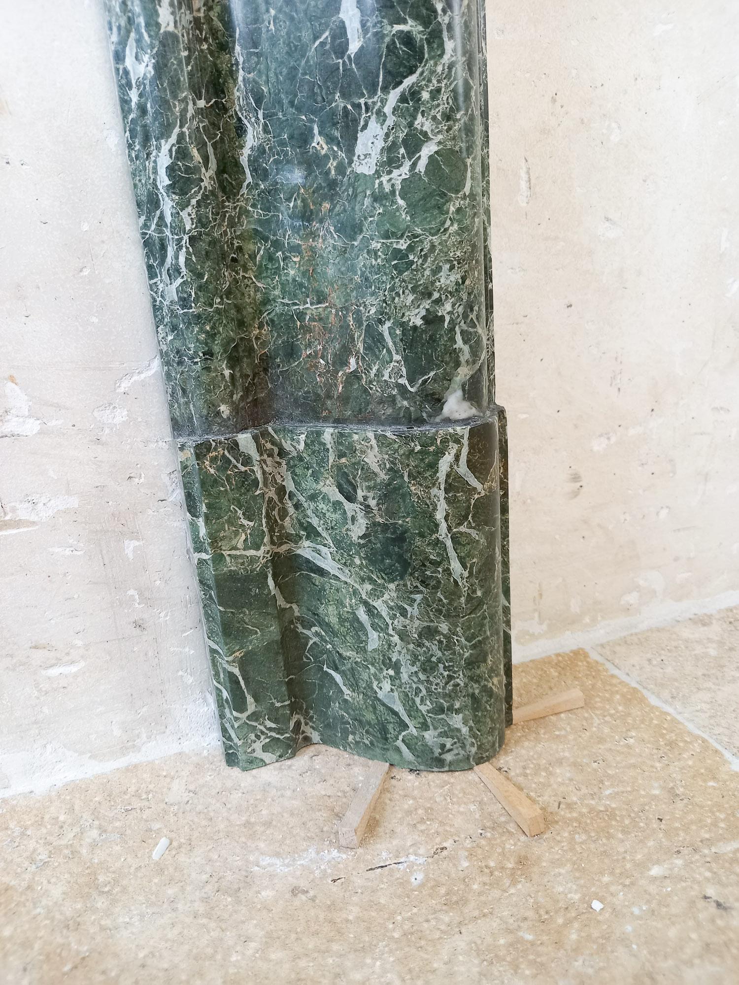Simple and Elegant Antique Italian Green Marble Fireplace 1