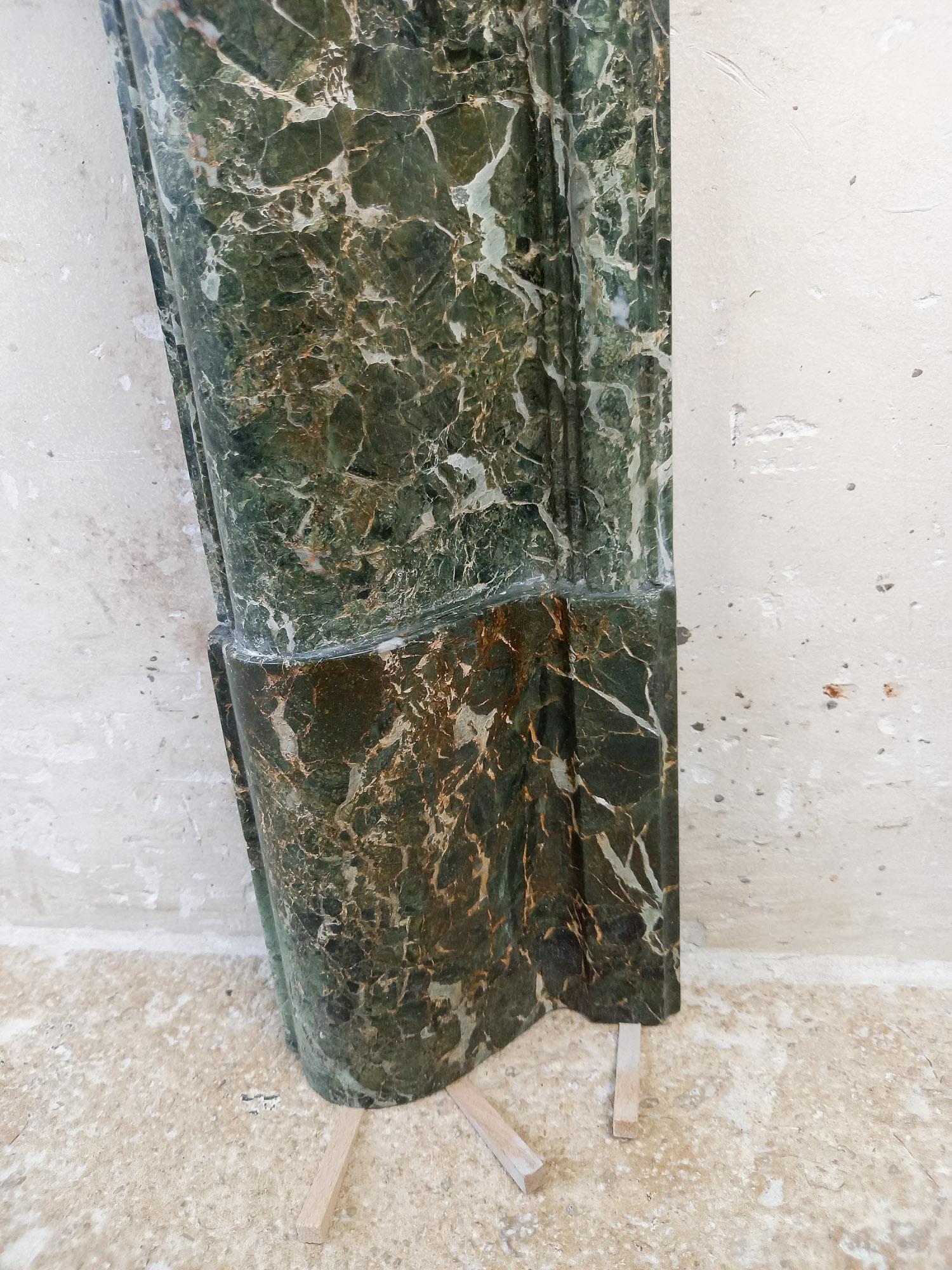Simple and Elegant Antique Italian Green Marble Fireplace 4