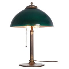 Simple and Elegant Domed Green over White Sandwich Glass Desk Lamp