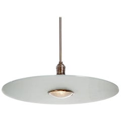 Pendelleuchte aus mattiertem Glas mit Scheibenaufsatz, Elegant