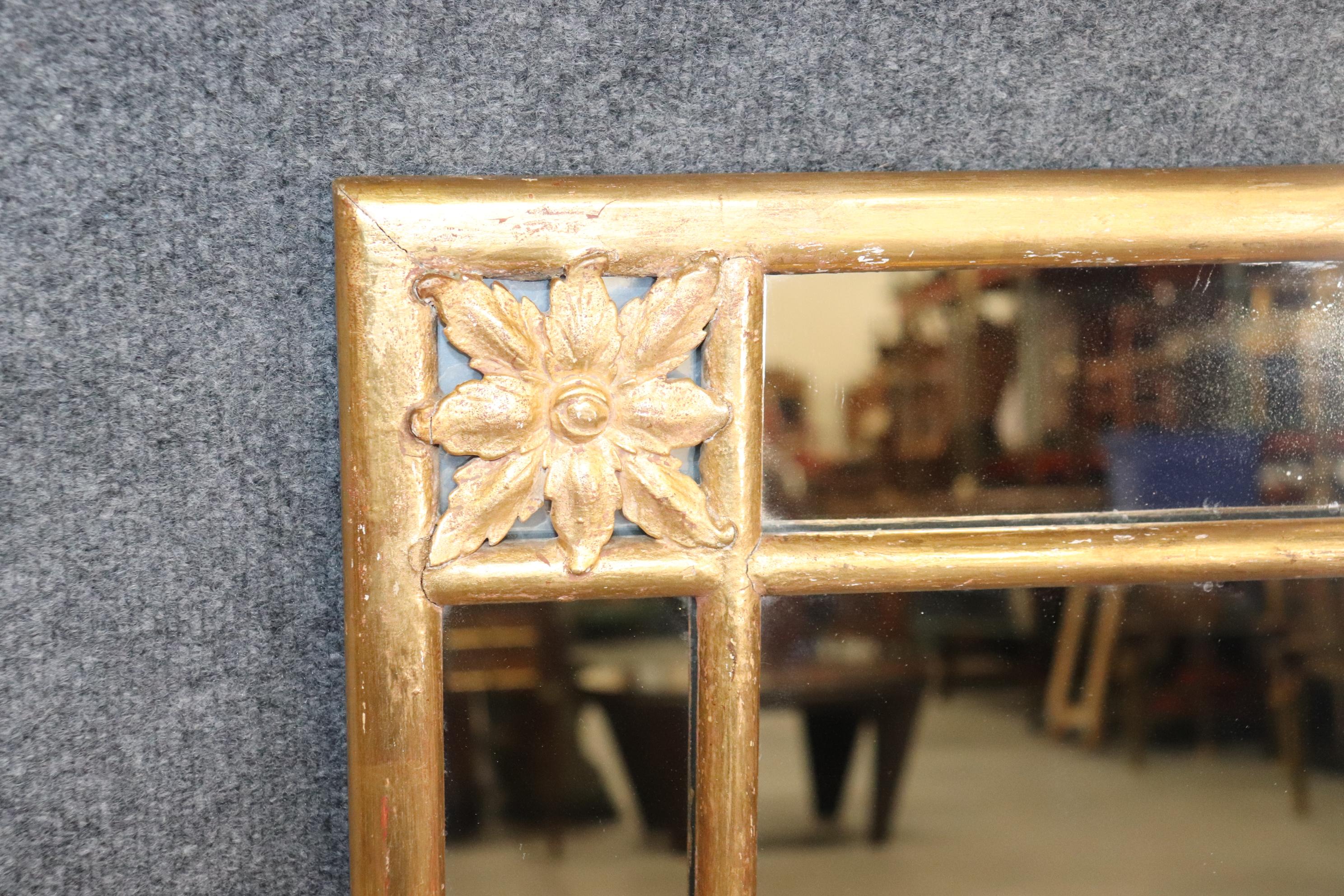Unknown Simple and Elegant Gilded Carved Wood French Directoire Wall Mirror, Circa 1940 For Sale