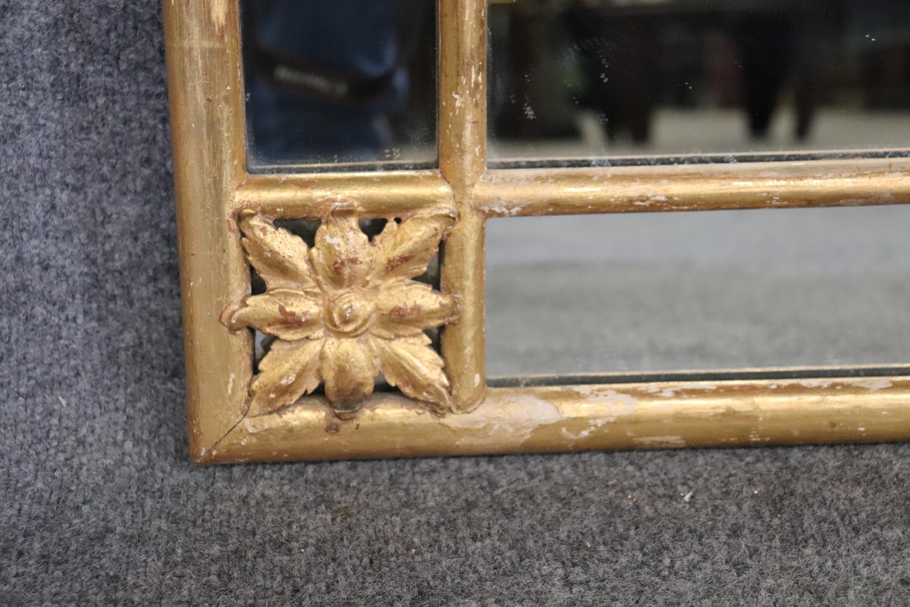 Mid-20th Century Simple and Elegant Gilded Carved Wood French Directoire Wall Mirror, Circa 1940 For Sale