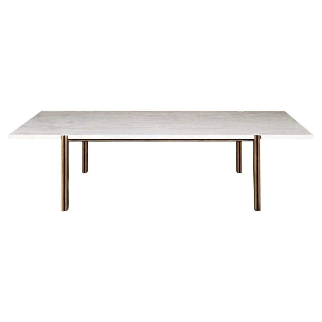 Marble Parquetry Top Cocktail Table with Patinated Brass Base at 1stDibs