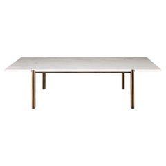 Simple and Elegant Laghi Cocktail Table with Marble Top and Brass Base