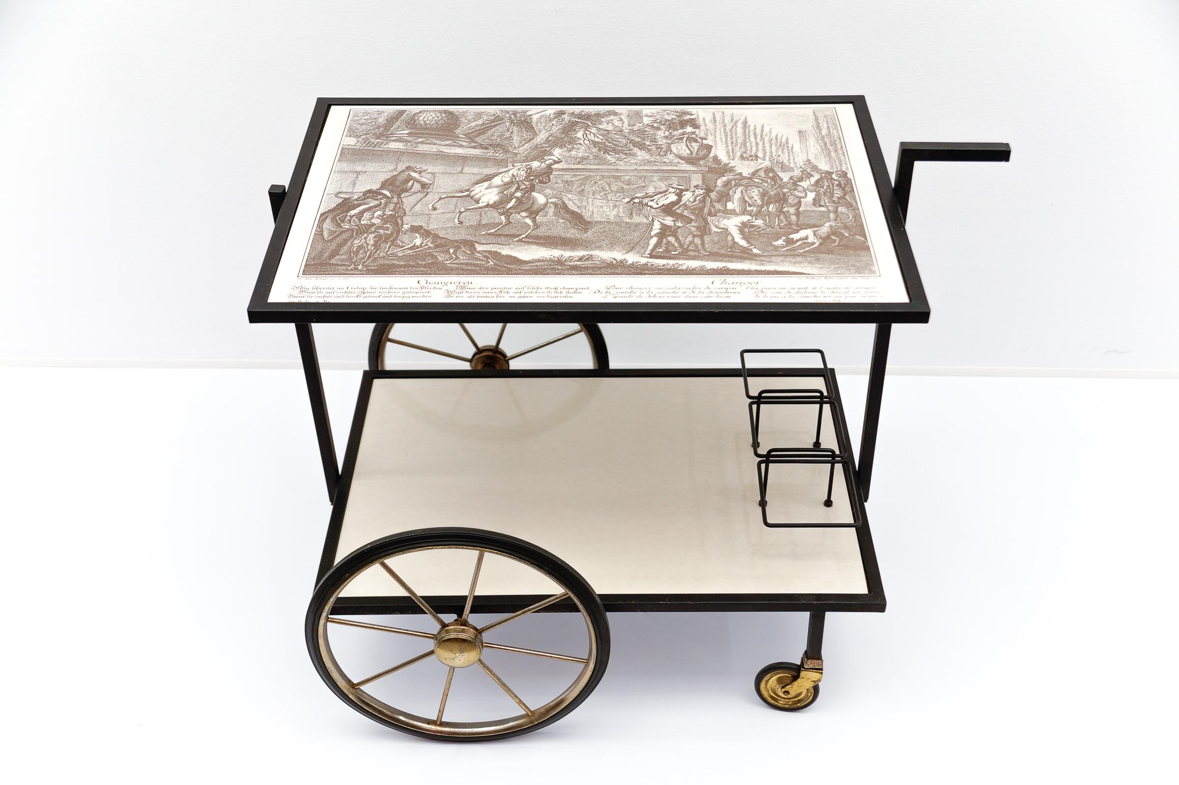 Simple and elegant metal bar cart serving trolley, 