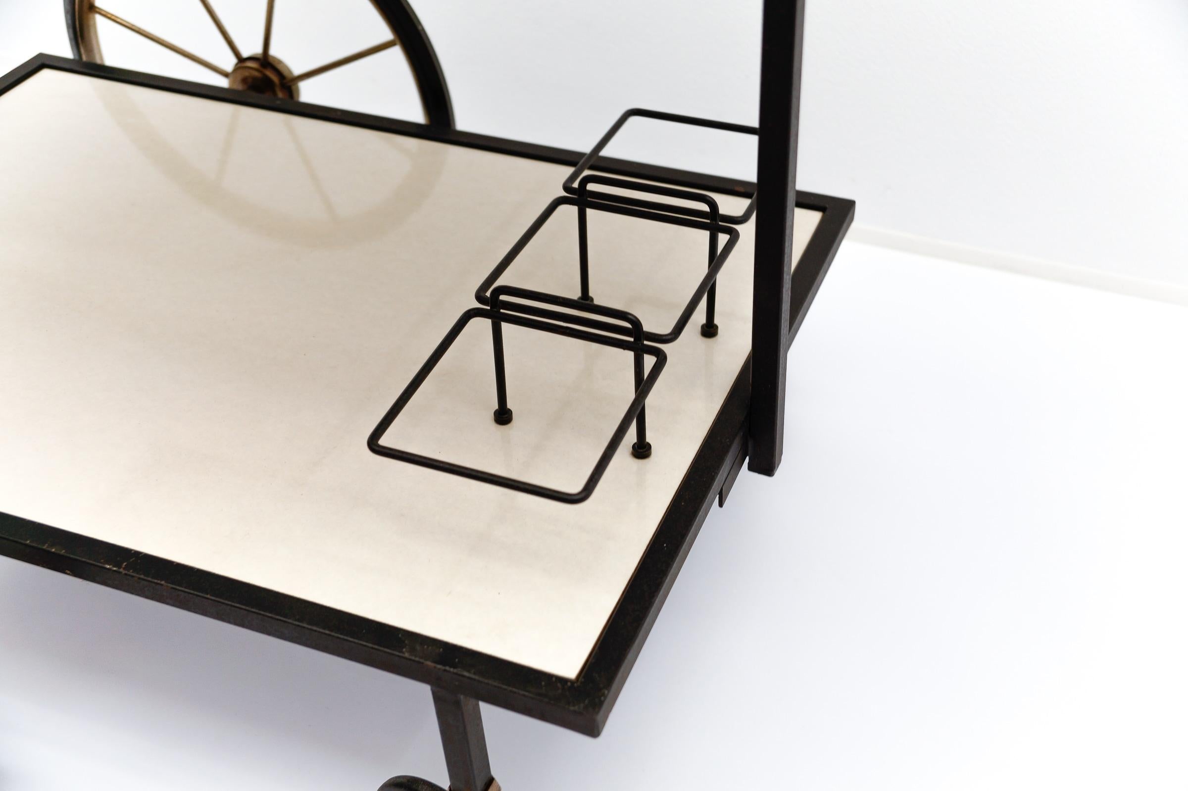 Simple and elegant metal bar cart serving trolley, 