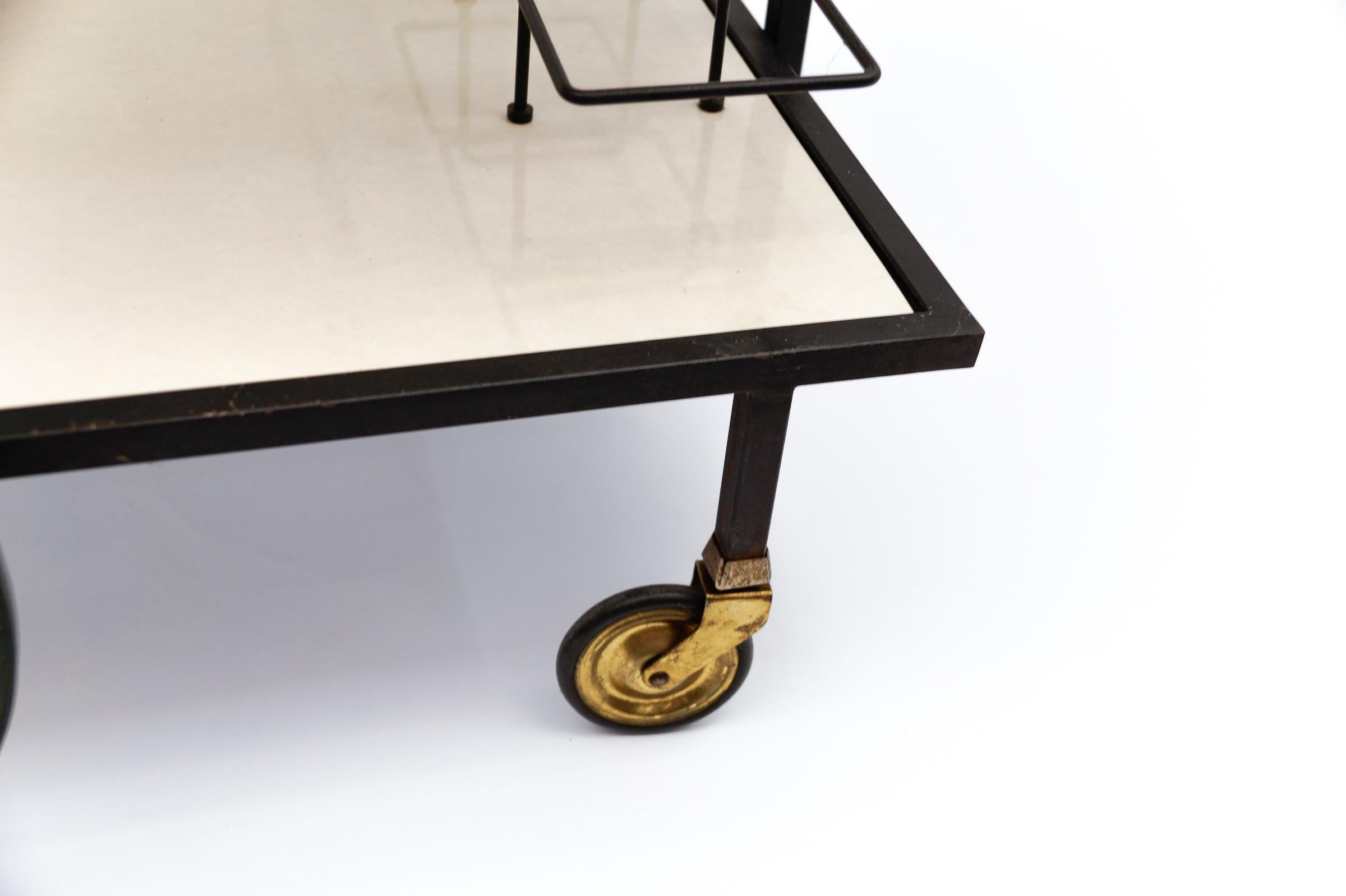 Simple and elegant metal bar cart serving trolley, 