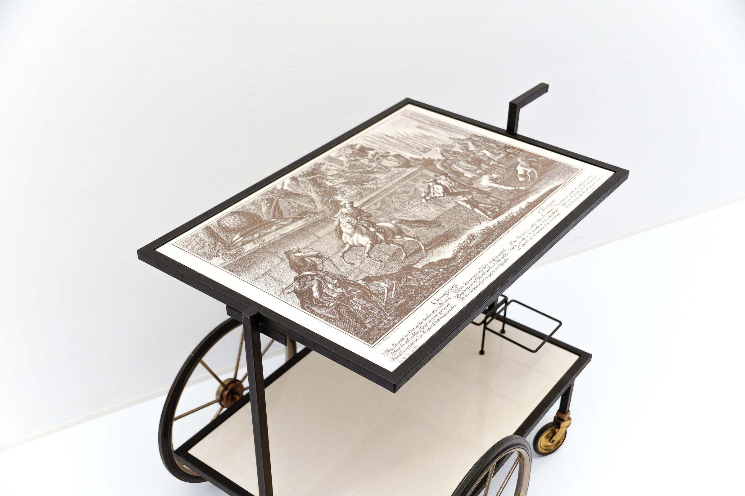 Simple and elegant metal bar cart serving trolley, 