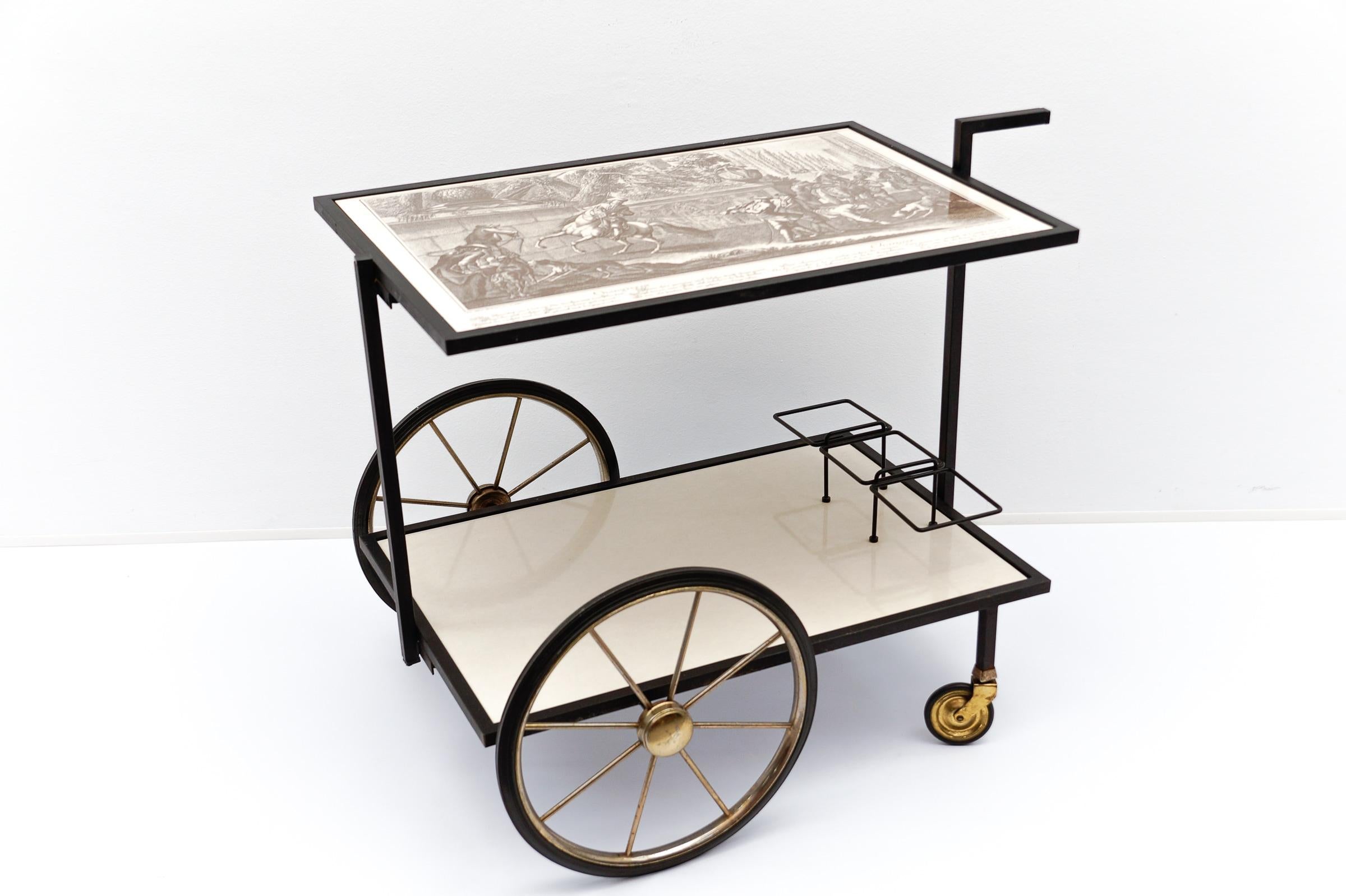 Simple and elegant metal bar cart serving trolley, 