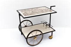 Simple and elegant metal bar cart serving trolley, "Changieren", 1960s Germany