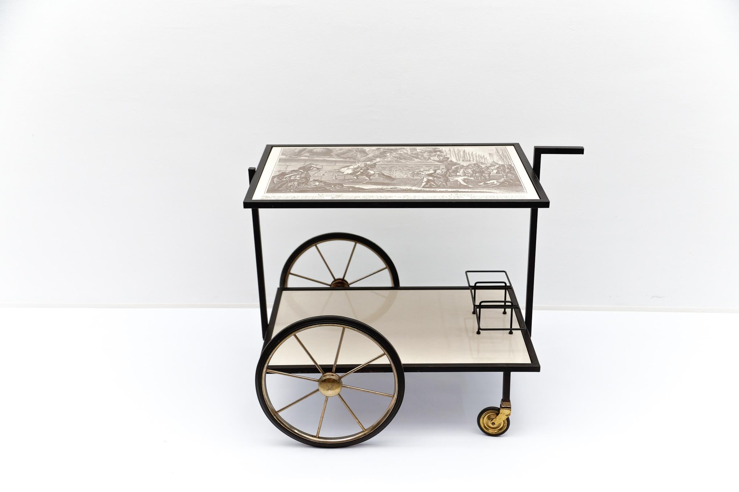 Simple and elegant metal bar cart serving trolley, 