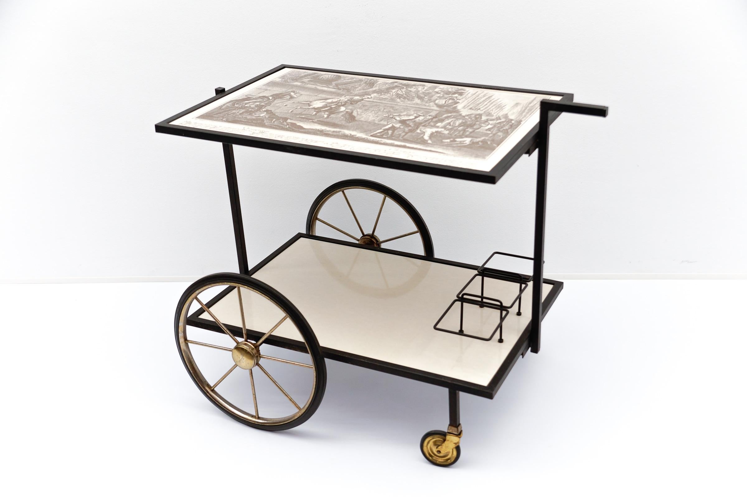 Simple and elegant metal bar cart serving trolley, 