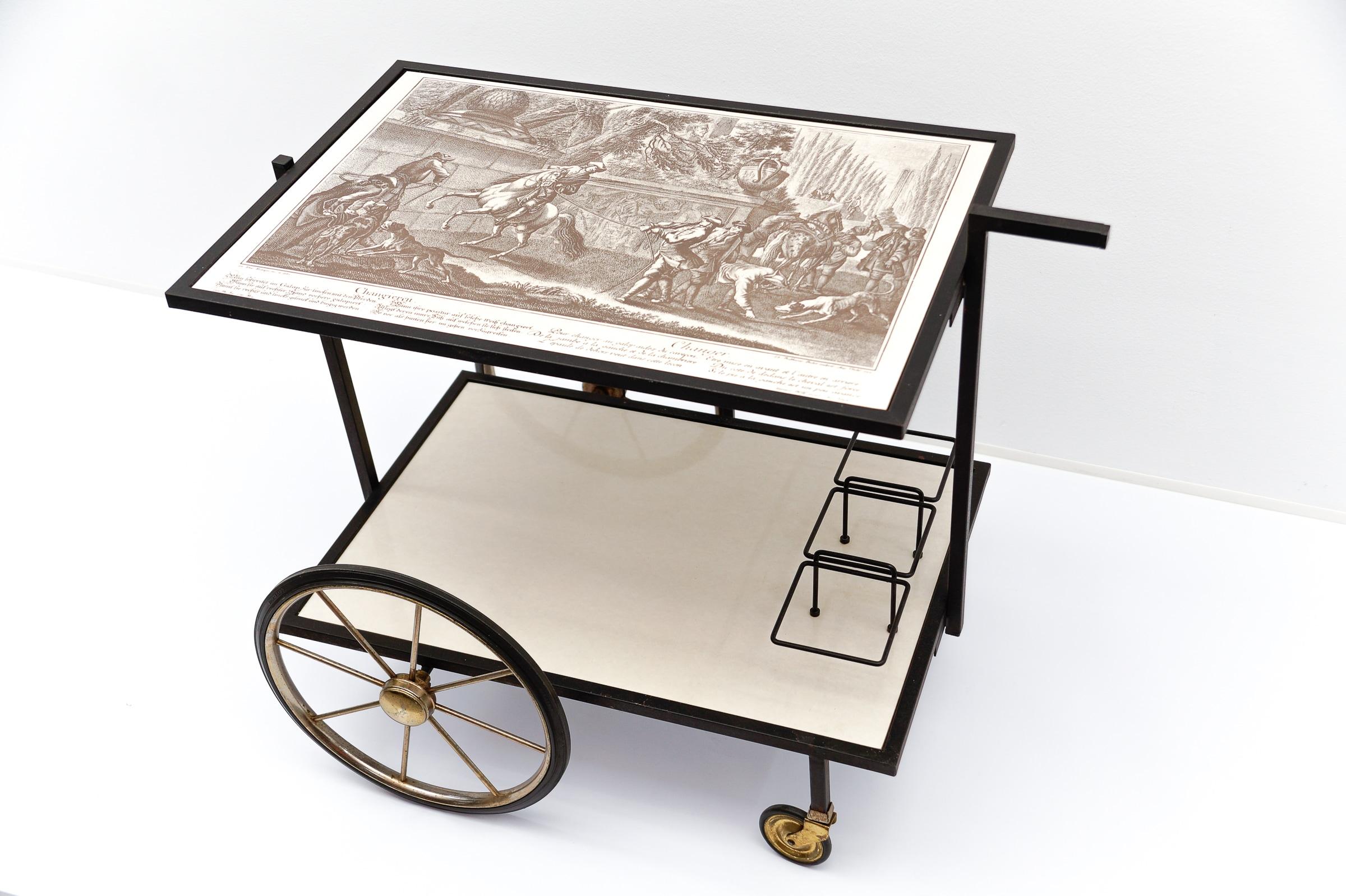 Simple and elegant metal bar cart serving trolley, 