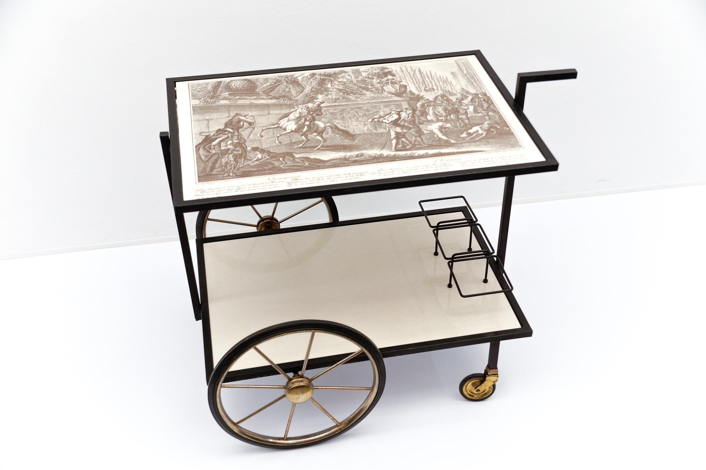 Simple and elegant metal bar cart serving trolley, 