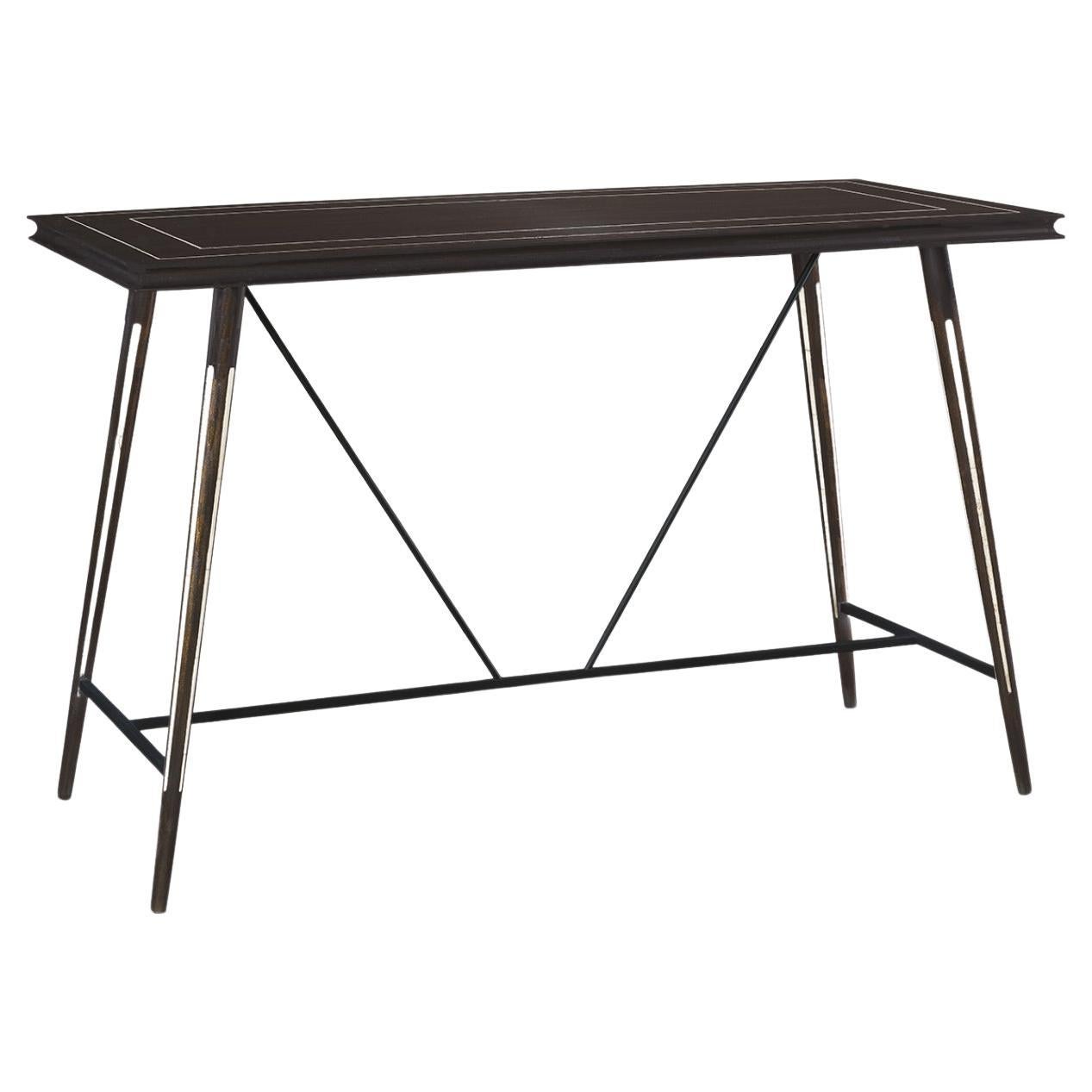 Simple and Modern Wood Zaragoza Console with Bone Inlays For Sale