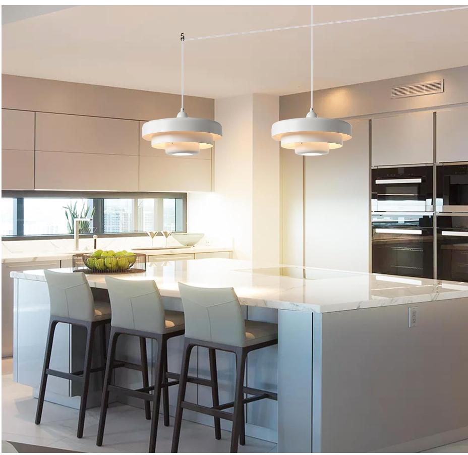 Mid-Century Modern Simple and Sleek Modern Organic Nordic Style Metal Pendant Light