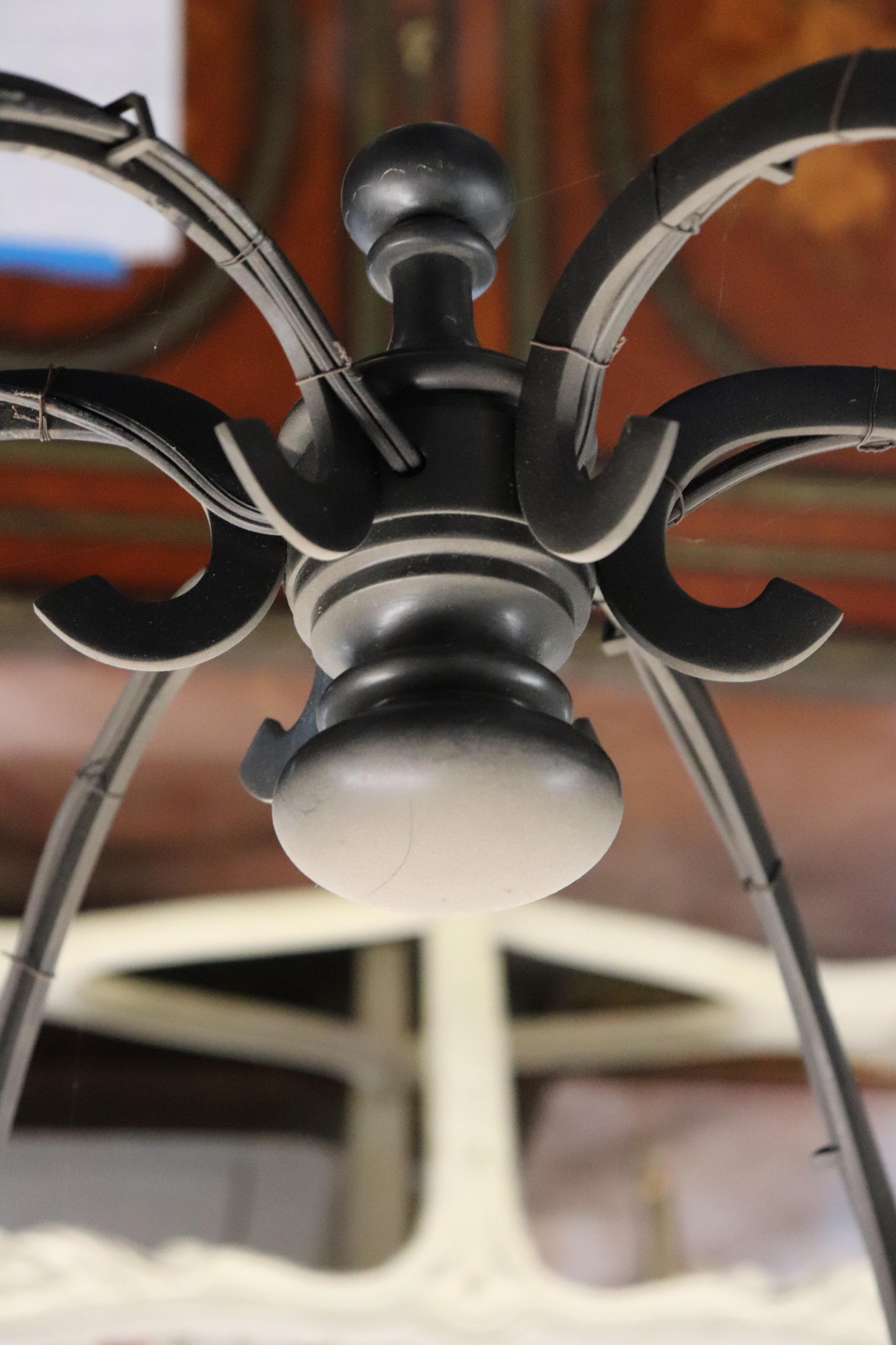 Simple and Sophisticated Wrought Iron 6 Light Spanish Colonia Style Chandelier In Good Condition In Swedesboro, NJ