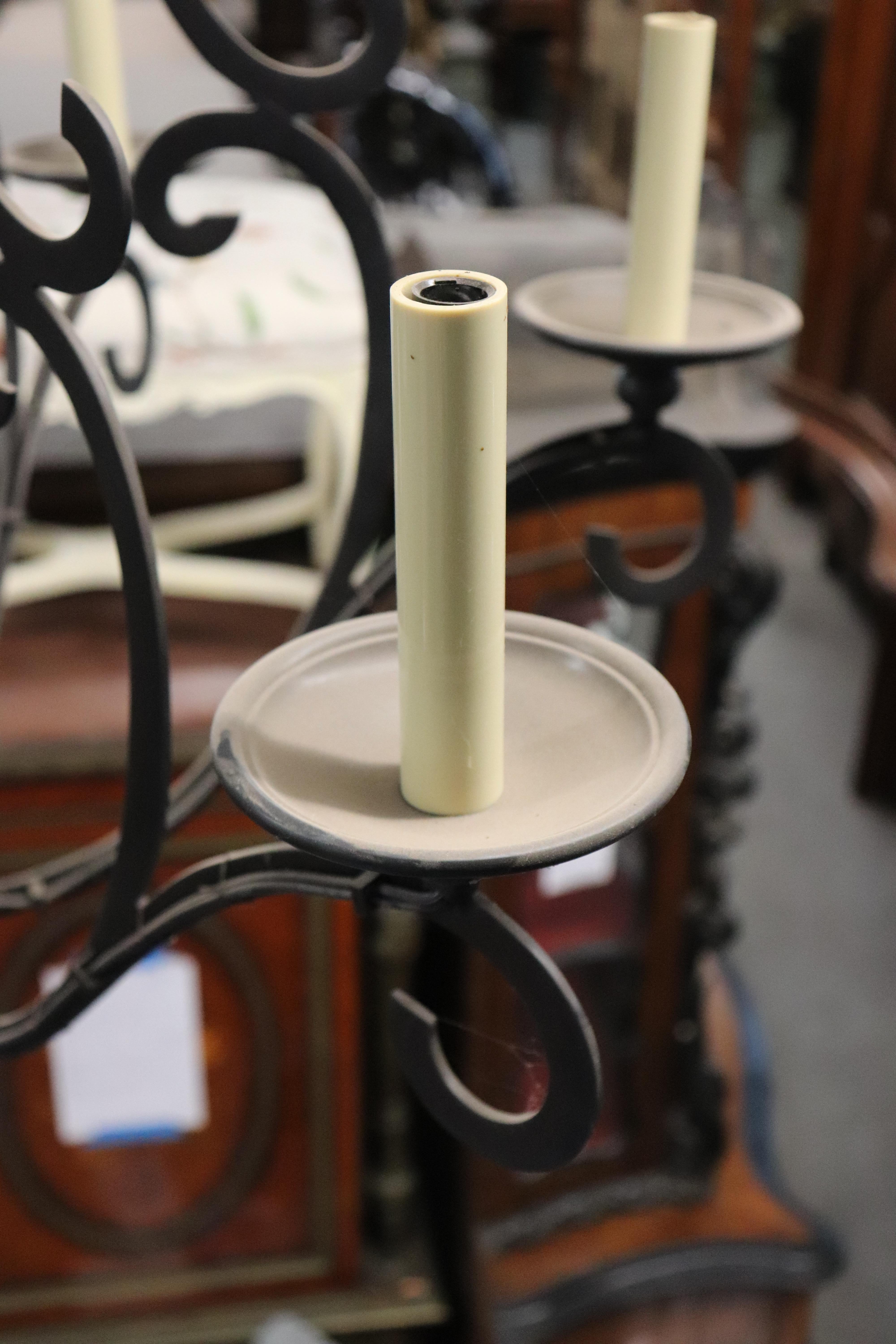 Mid-20th Century Simple and Sophisticated Wrought Iron 6 Light Spanish Colonia Style Chandelier