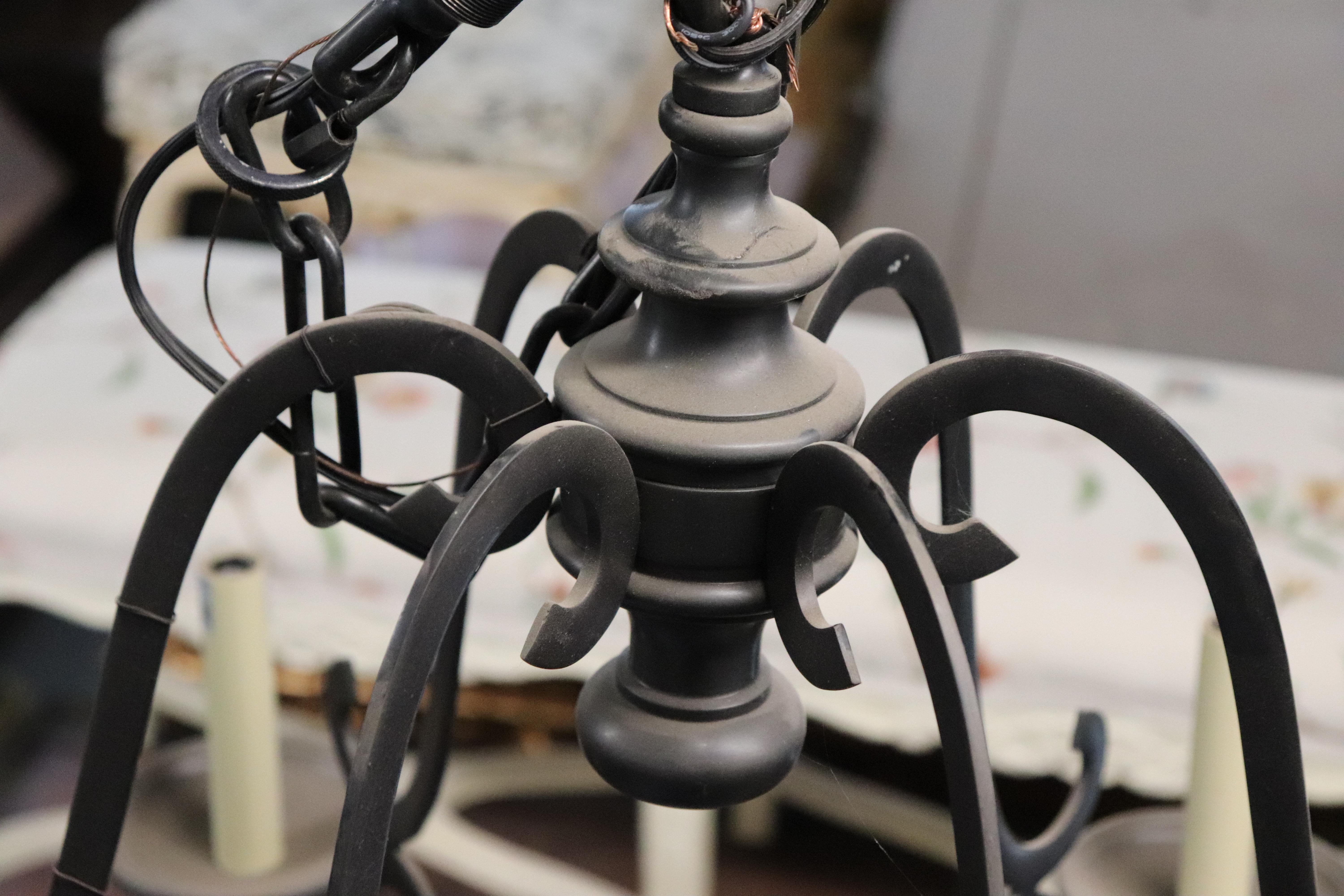 Simple and Sophisticated Wrought Iron 6 Light Spanish Colonia Style Chandelier 2