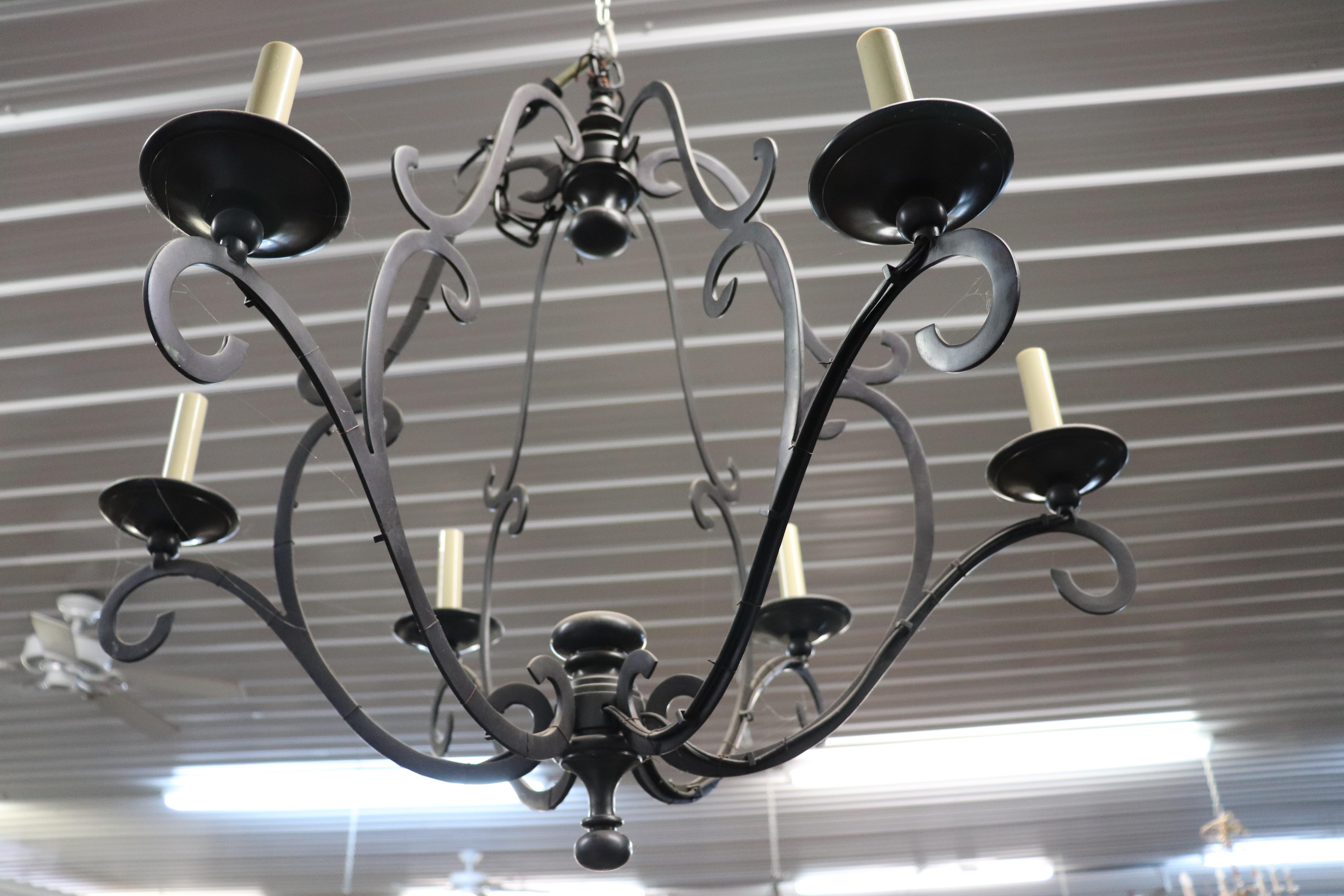 Simple and Sophisticated Wrought Iron 6 Light Spanish Colonia Style Chandelier 3