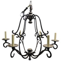 Simple and Sophisticated Wrought Iron 6 Light Spanish Colonia Style Chandelier
