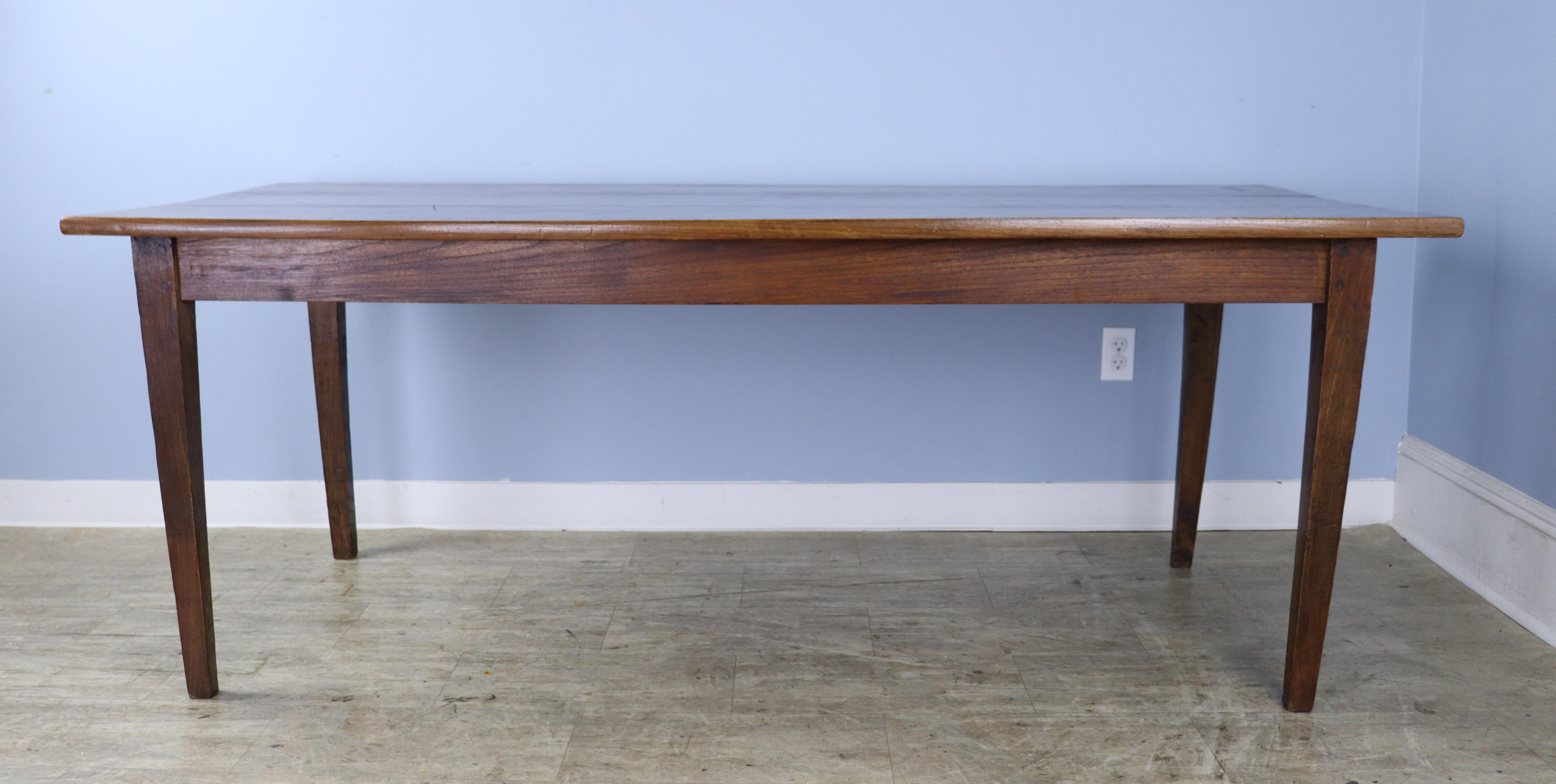 French Simple Antique Elm Farm Table For Sale