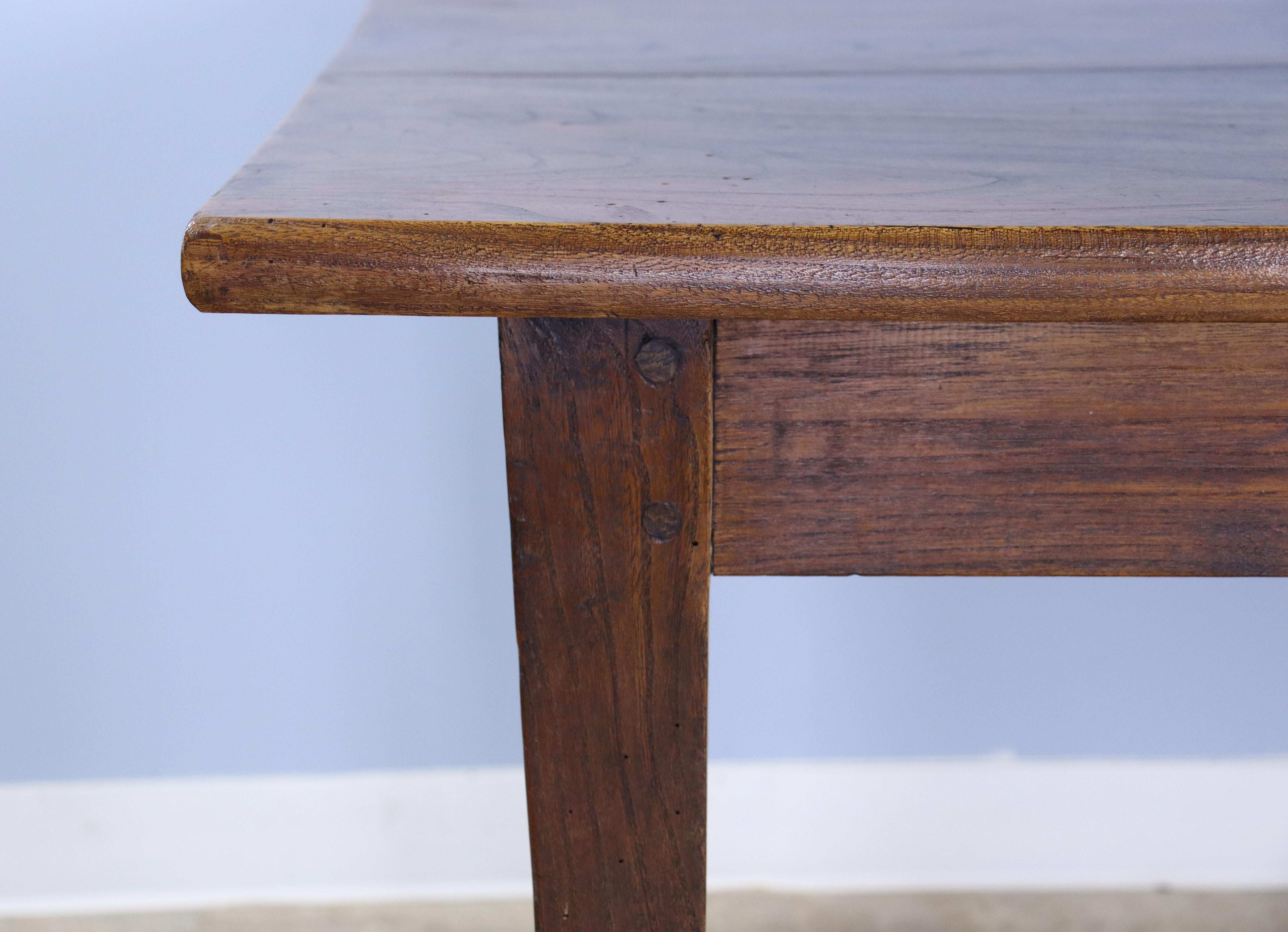 19th Century Simple Antique Elm Farm Table For Sale