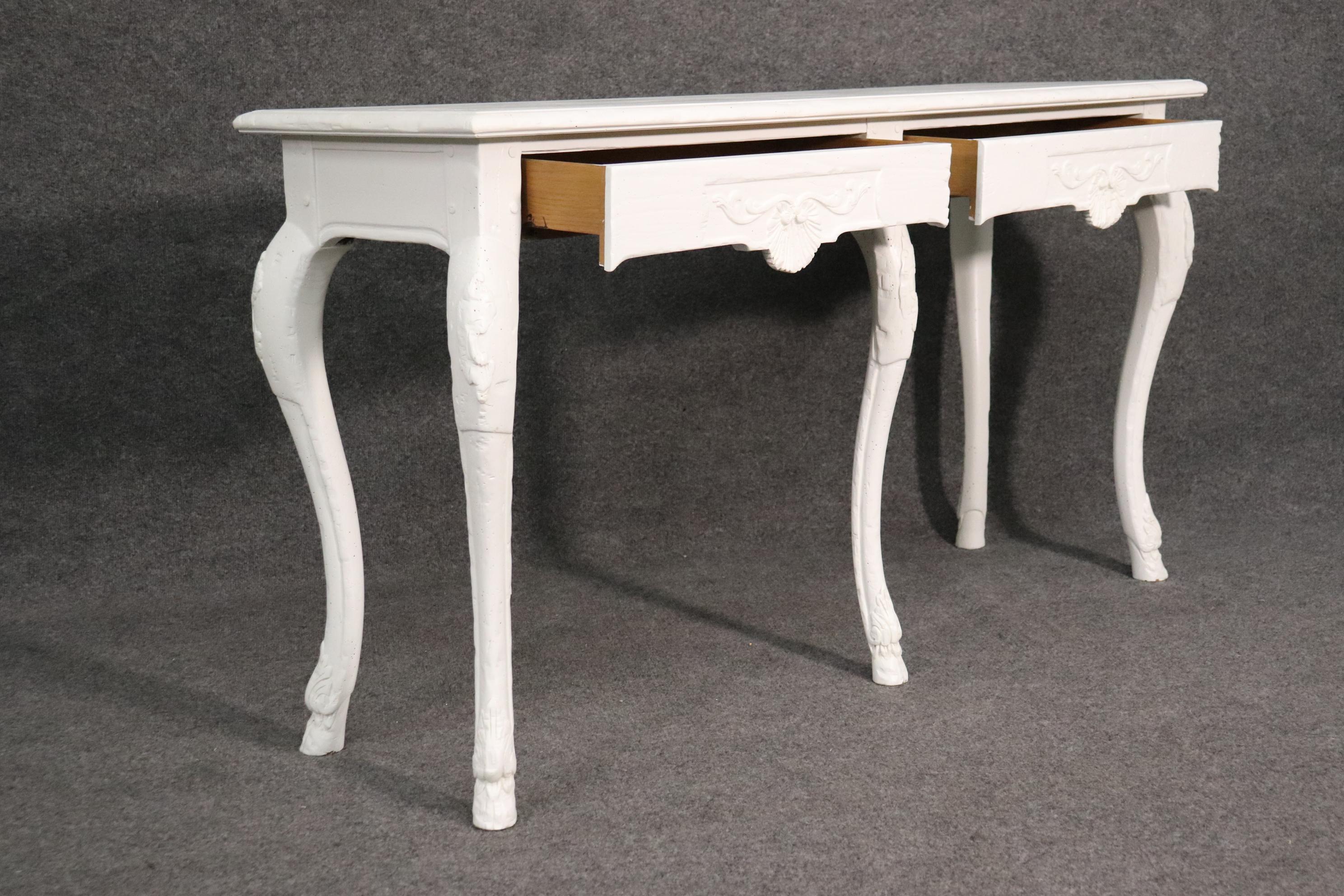Walnut Simple Baker Furniture Swedish Style White Distressed Console Table