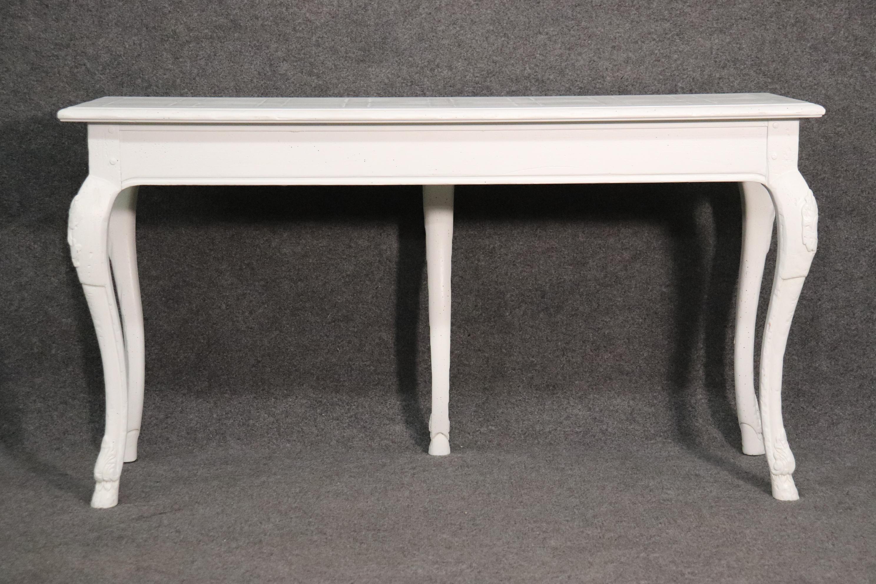 Louis XVI Simple Baker Furniture Swedish Style White Distressed Console Table