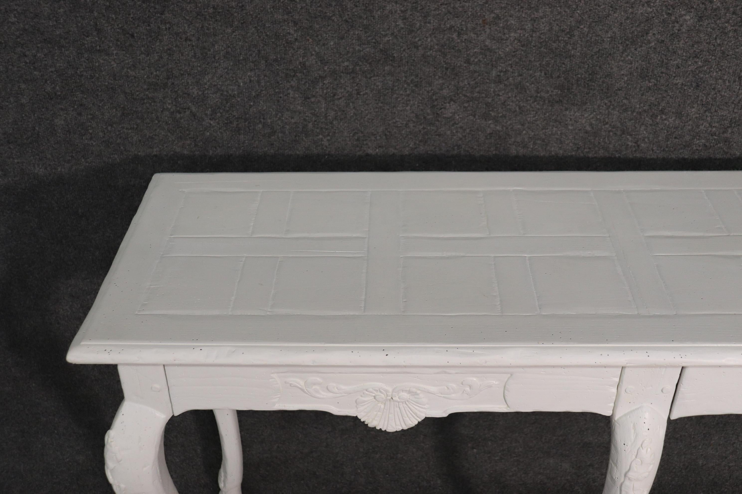 Simple Baker Furniture Swedish Style White Distressed Console Table In Good Condition In Swedesboro, NJ