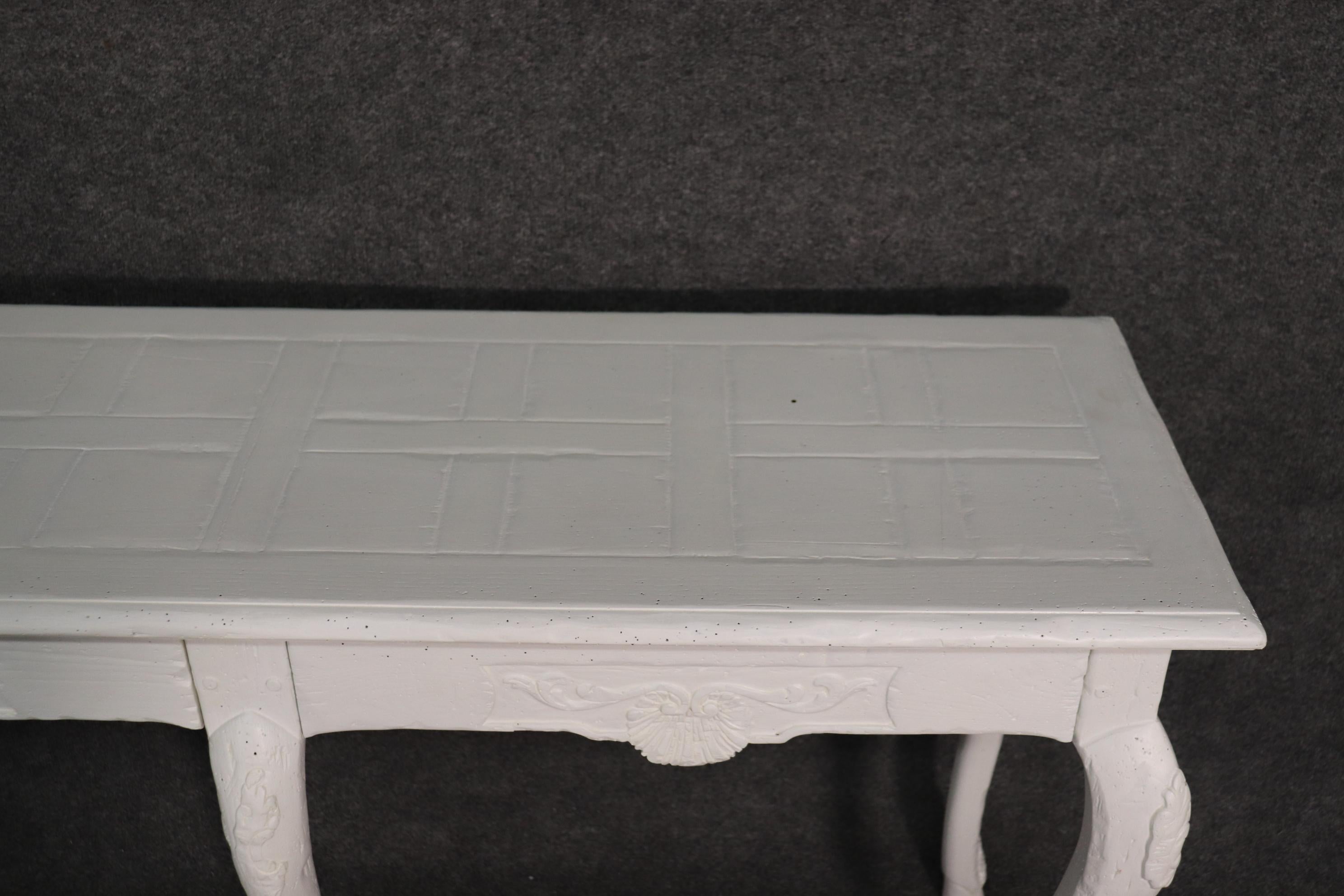 Mid-20th Century Simple Baker Furniture Swedish Style White Distressed Console Table