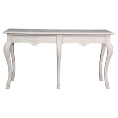 Vintage Simple Baker Furniture Swedish Style White Distressed Console Table