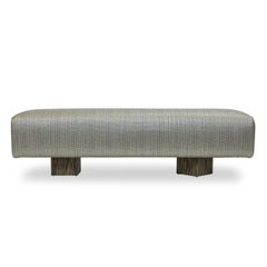 Simple Bench Upholstered in Woven Faux Leather