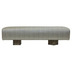Simple Bench Upholstered in Woven Faux Leather