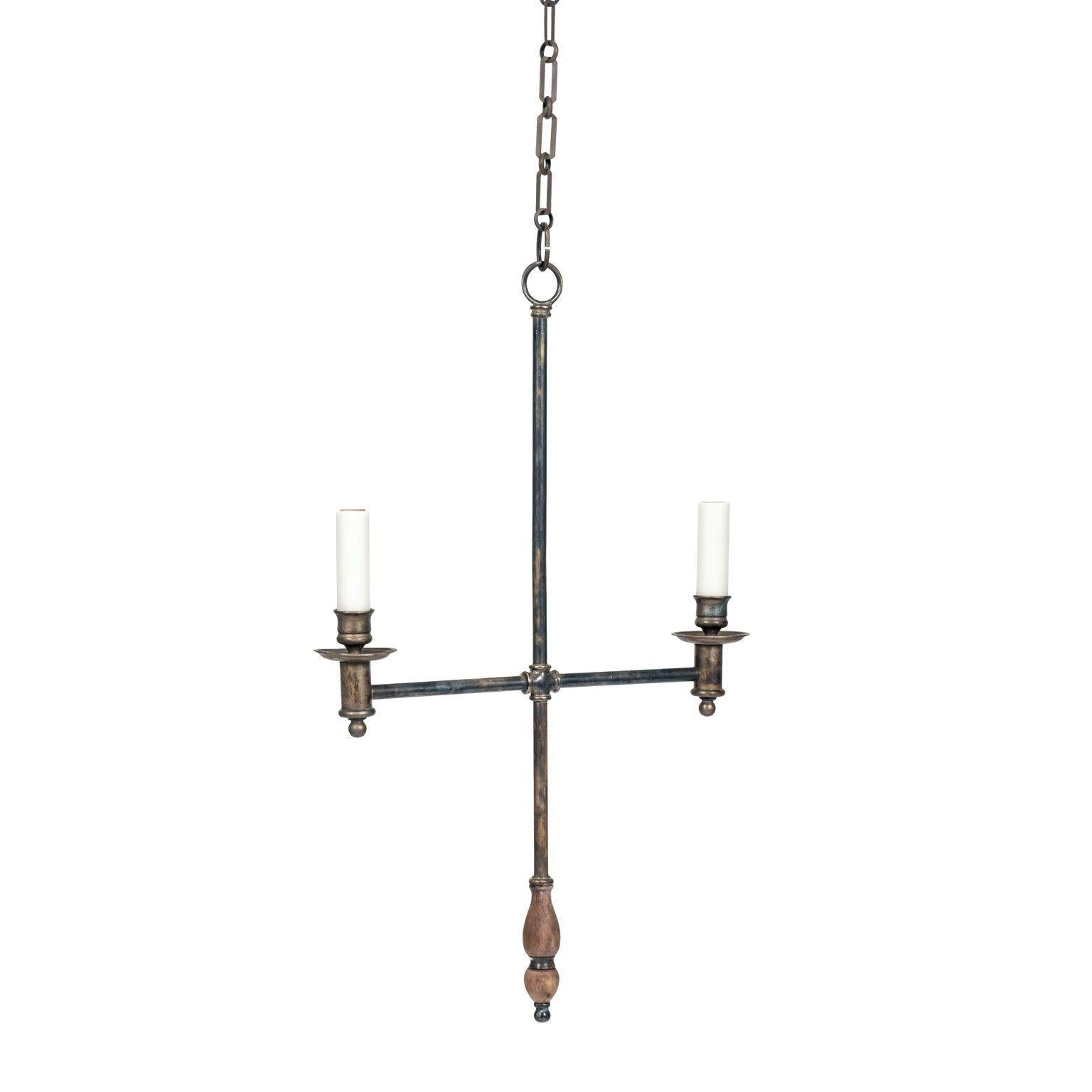 English Simple Brass Two-Light Chandelier Pendant
