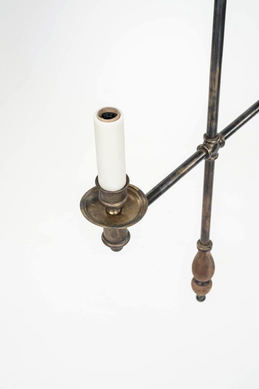 19th Century Simple Brass Two-Light Chandelier Pendant