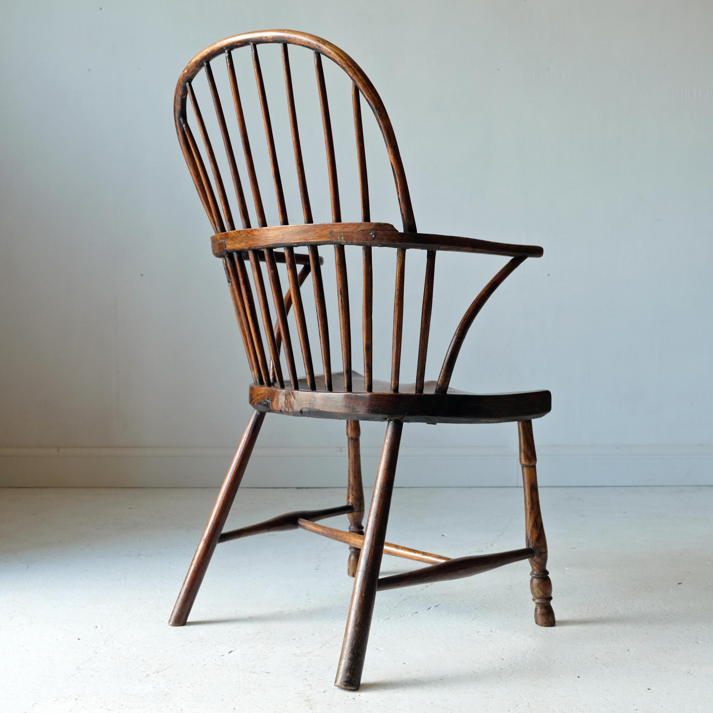 Ash Simple Burr Elm Country Windsor Chair, Early 19th Century, Rustic, English