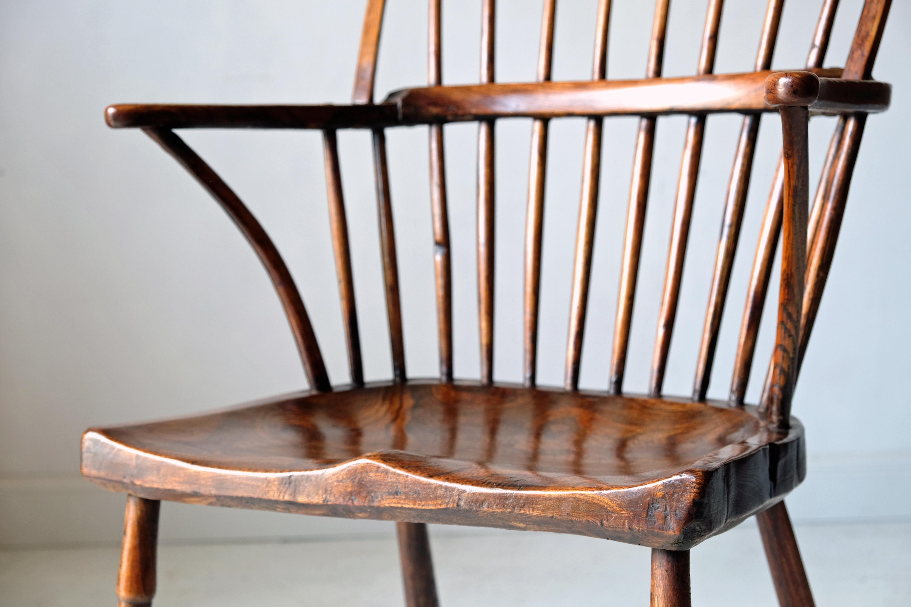 Simple Burr Elm Country Windsor Chair, Early 19th Century, Rustic, English 1