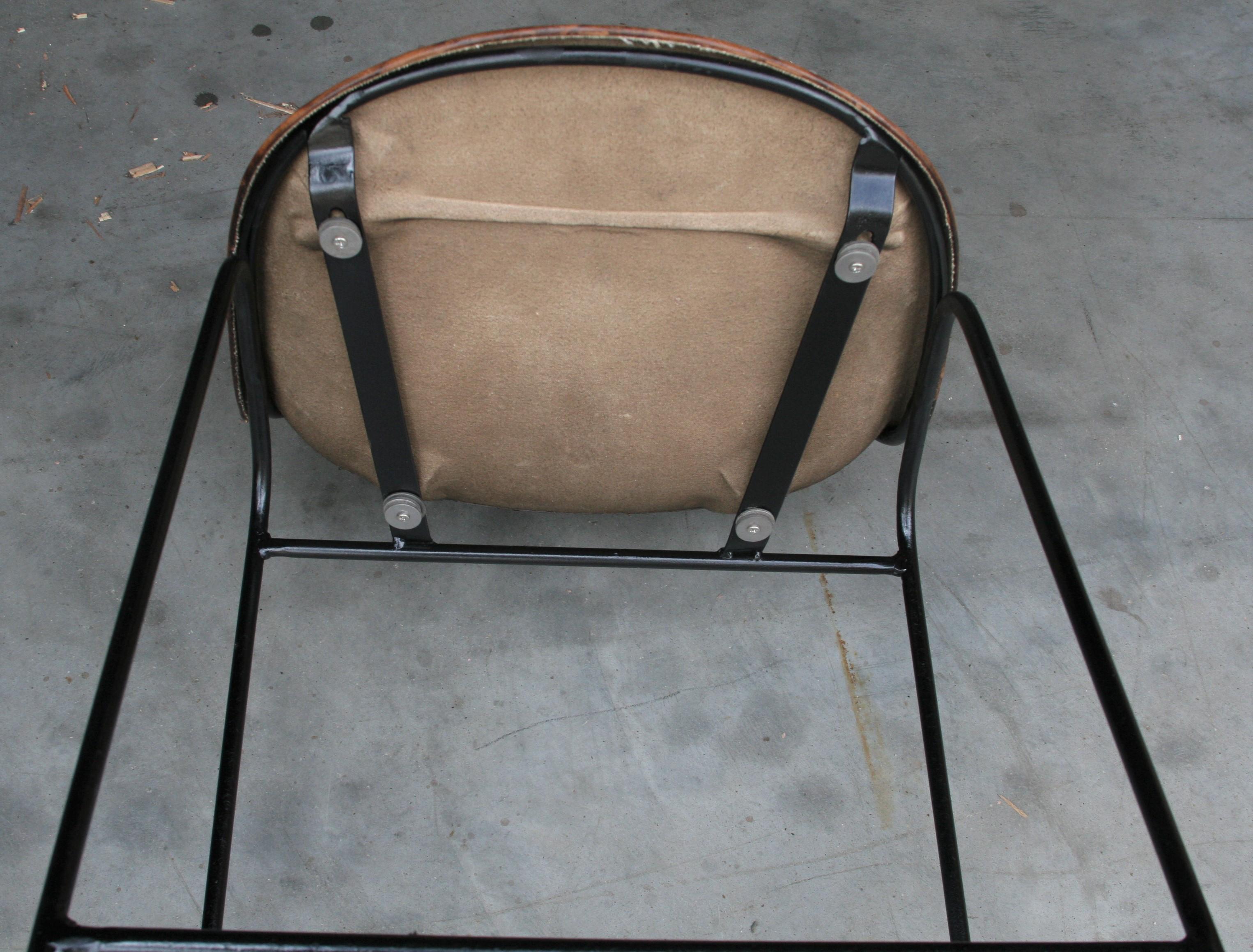 Simple but Elegant Hand Stitched Leather and Solid Steel Bar Chair In Excellent Condition For Sale In Houston, TX