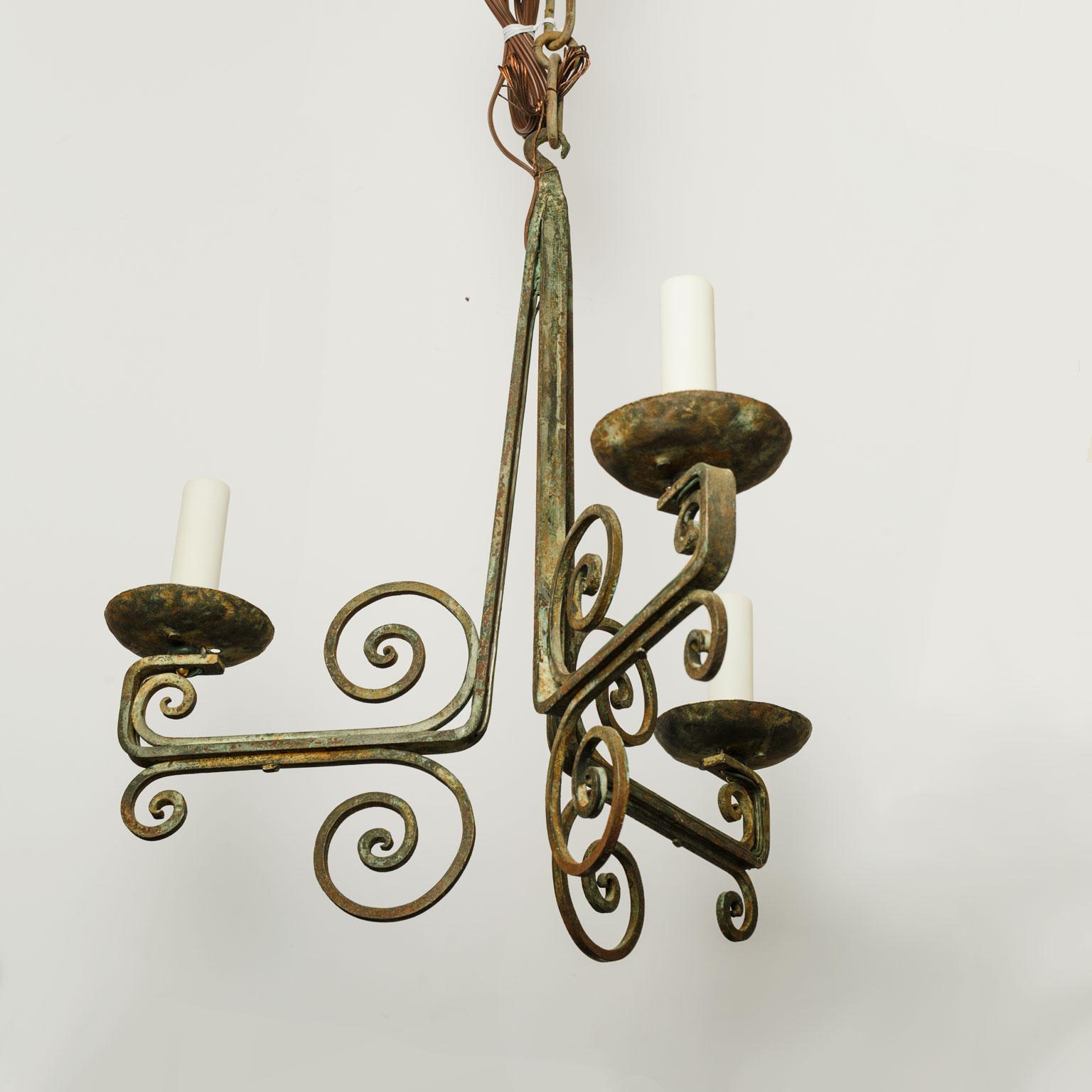 French Simple Classic Painted Iron Chandelier