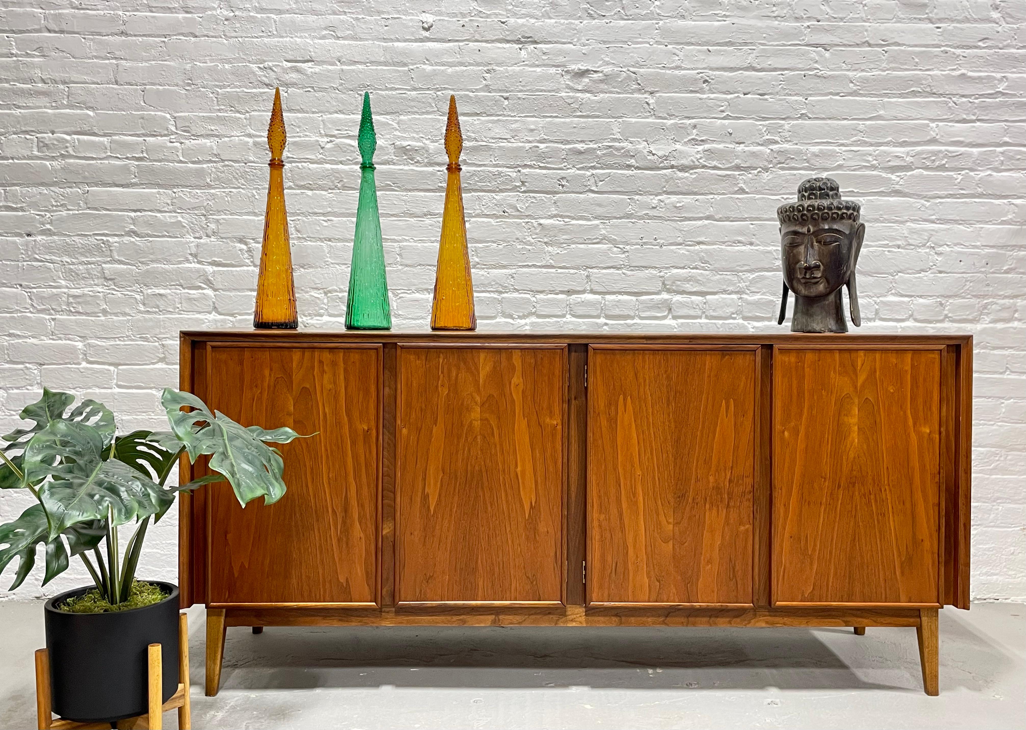 Wood Simple + Classic Walnut Mid-Century Modern Credenza by American of Martinsville For Sale