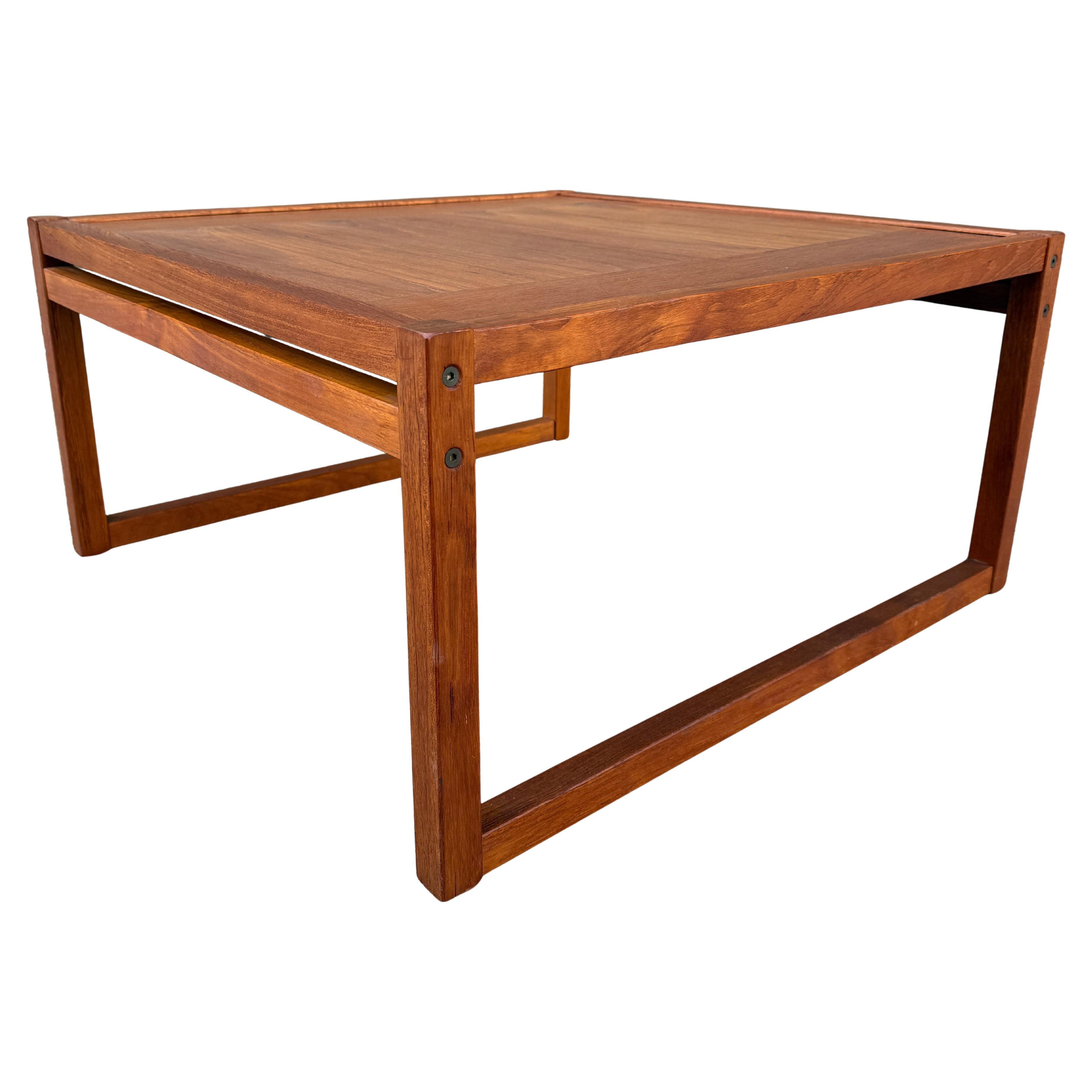 Scandinavian Modern Simple Clean Midcentury Square Danish Coffee Table in Teak For Sale