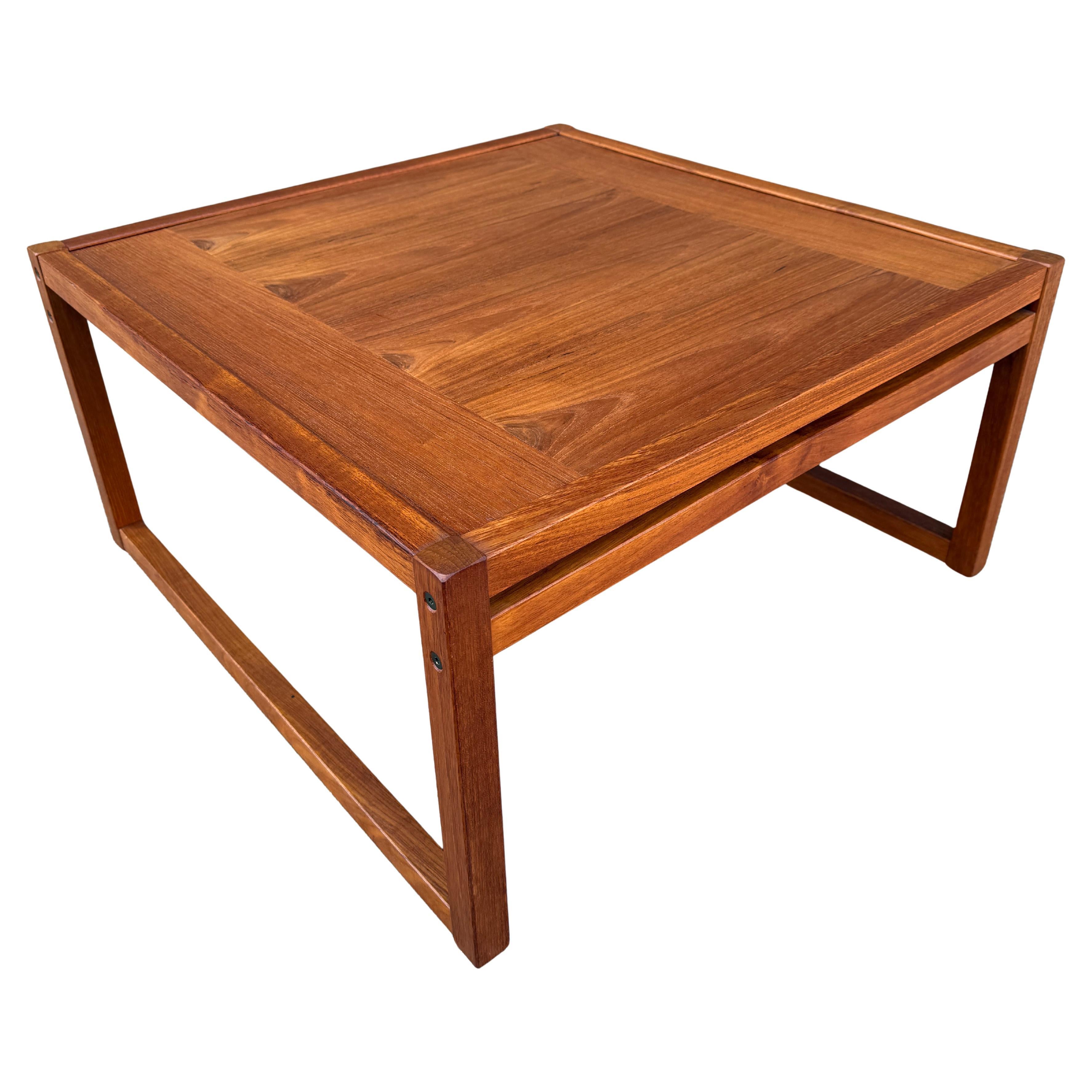 Simple Clean Midcentury Square Danish Coffee Table in Teak For Sale 2